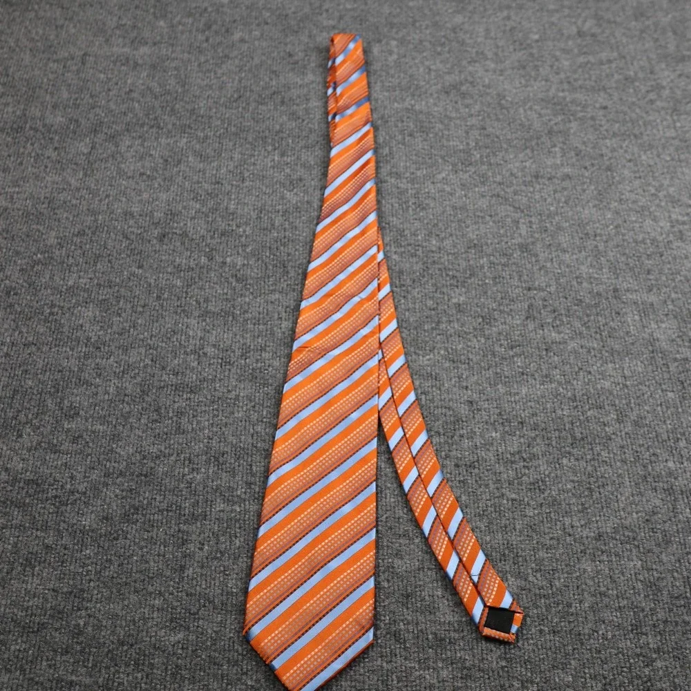 EKH Lerougeonii Tie Mens Orange Blue Striped Designed‎ In Italy Necktie